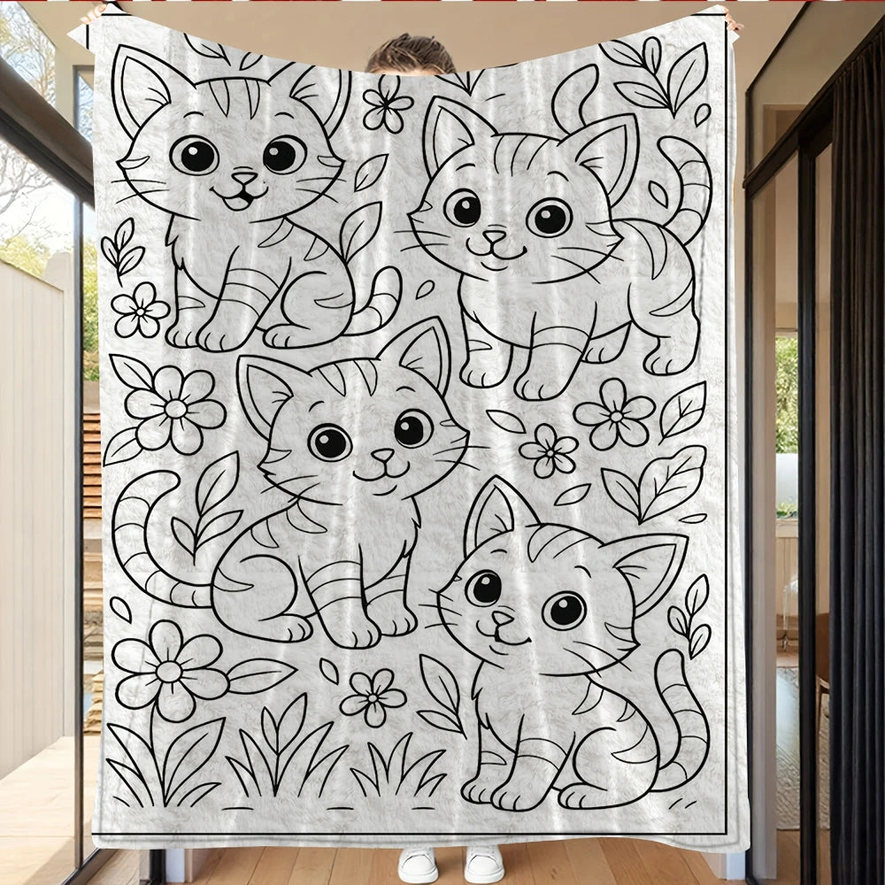 Personalized Cat Coloring Blanket