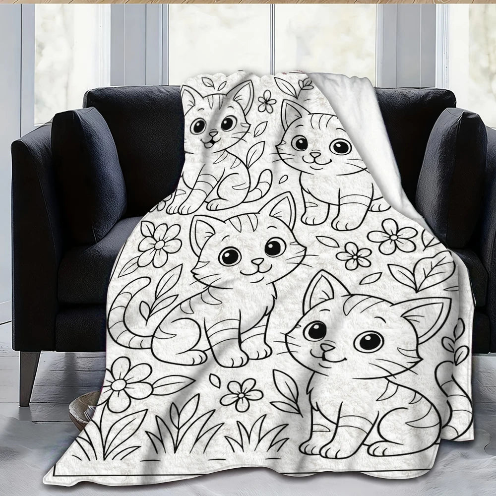 Personalized Cat Coloring Blanket