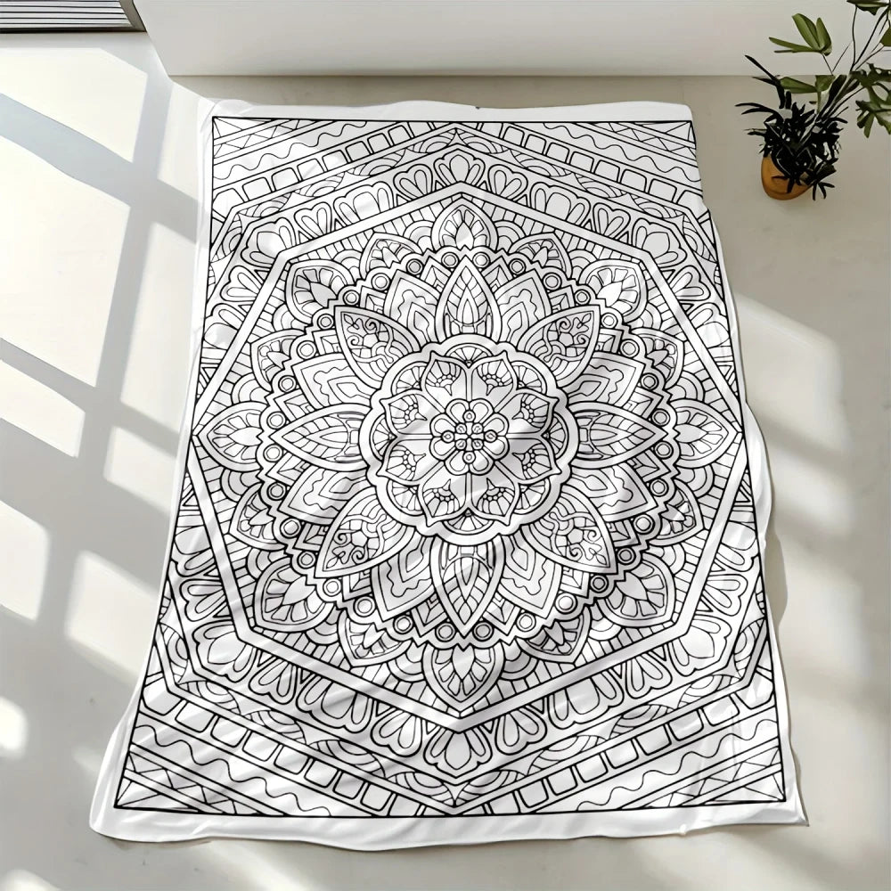 Mandala Coloring Flannel Blanket