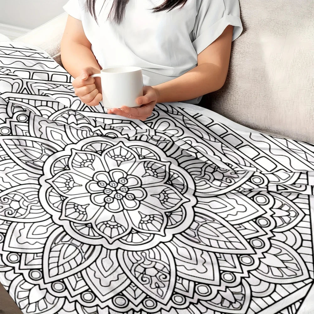 Mandala Coloring Flannel Blanket
